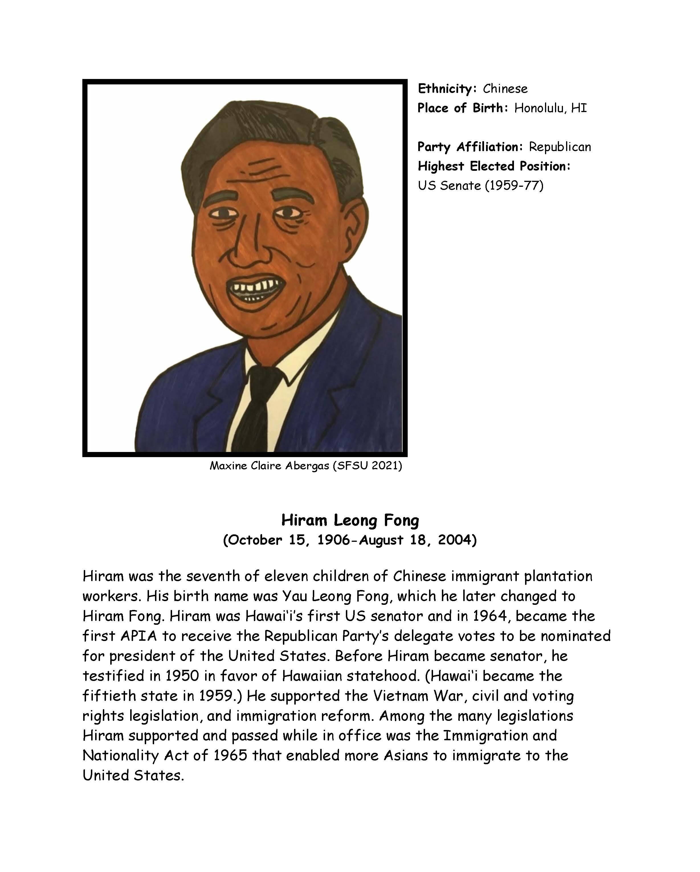 Hiram Fong APIA Biography Project